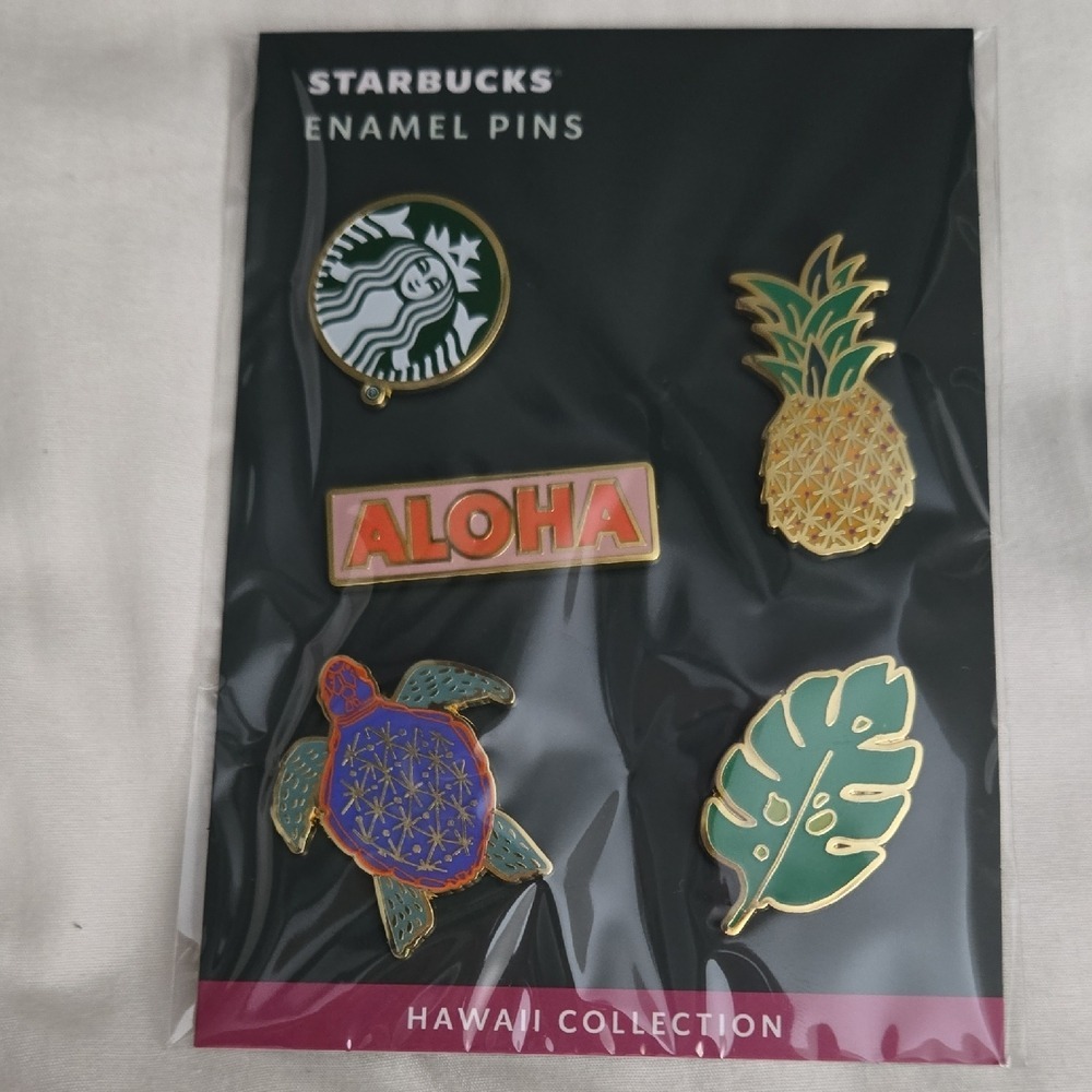 Starbucks Hawaii Collection Enamel Pins Set 5 Siren Aloha Pineapple Turtle Leaf